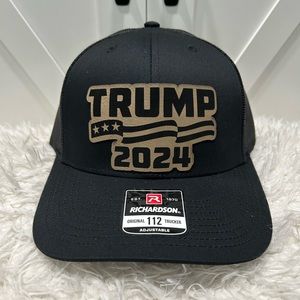 TRUMP 2024. Laser engraved Richardson 112 trucker hat.